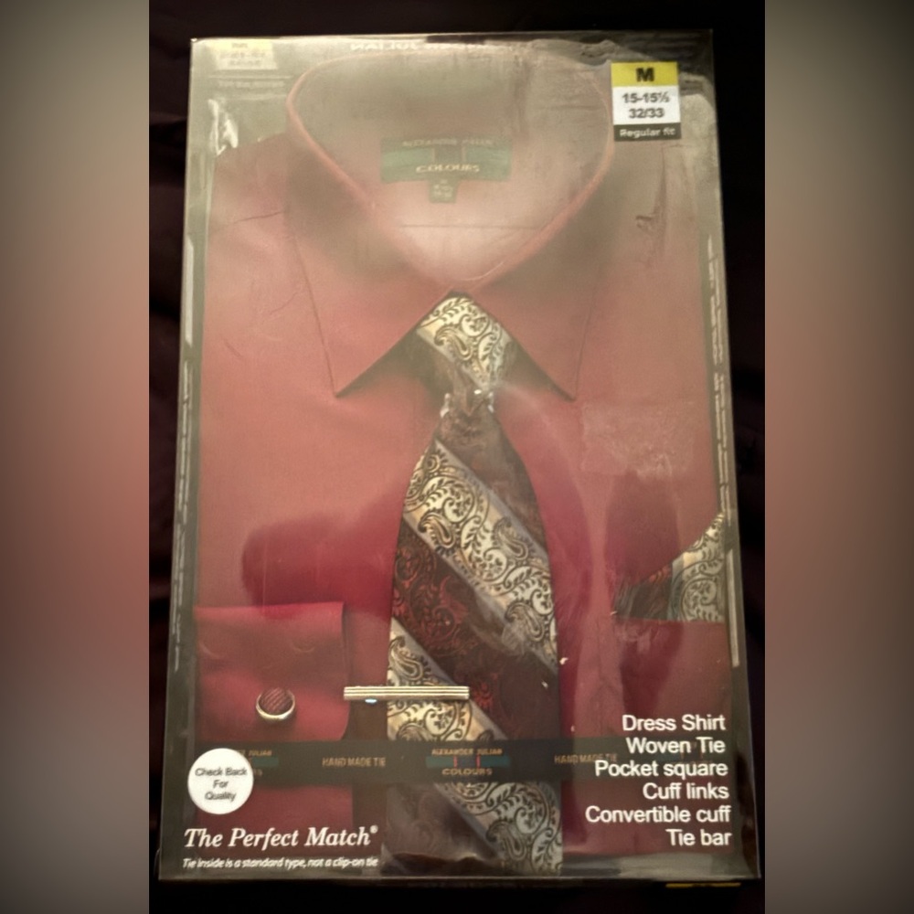 Alexander Julian Rich Red Dress Shirt with Patterned Tie